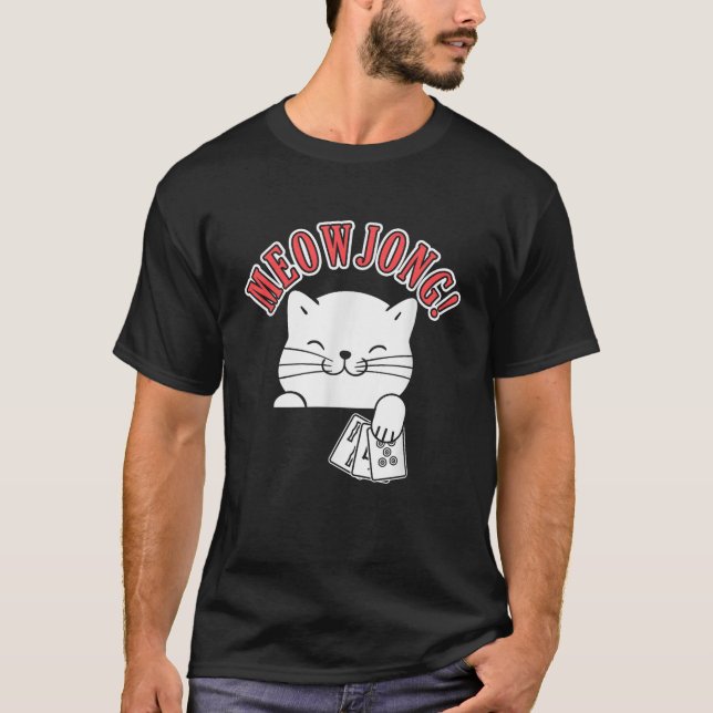 Camiseta Jogador de Gato Mahjong - China - Jogo de Conselho (Frente)