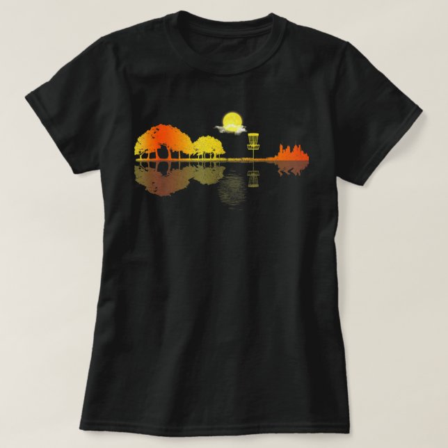 Camiseta Jogador de Golf Sunset Guitarista Golfing G (Frente do Design)