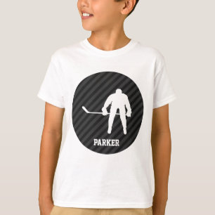 Camiseta Jogador de Hóquei; Cinzas Pretas e Escuras