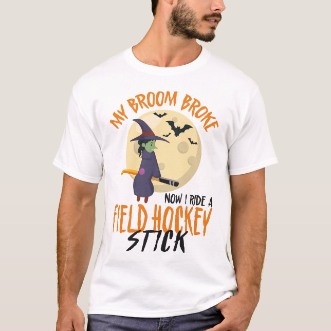 Camiseta Jogador De Hóquei De Campo Minha Broom Quebrou Ago (Frente)