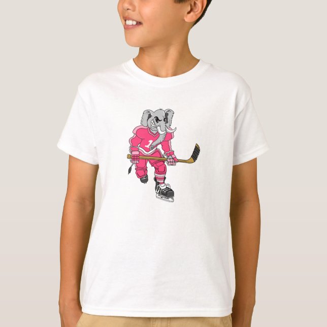 Camiseta Jogador de hóquei do elefante cor-de-rosa (Frente)