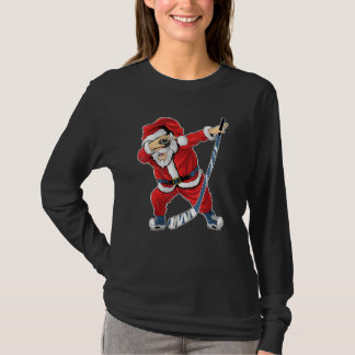 Camiseta Jogador de Hóquei em Gelo Dabbing Santa Claus Chri