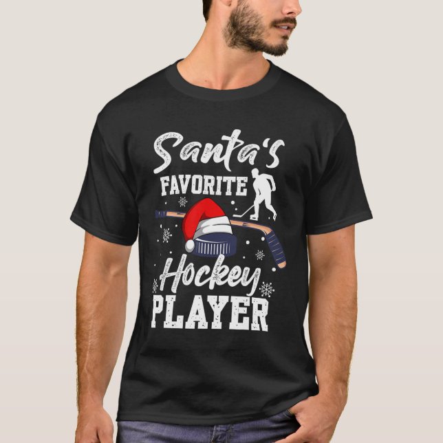 Camiseta Jogador de Hóquei Favorito do papai noel Pajama Ho (Frente)