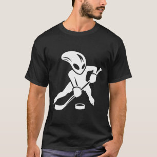 Camiseta Jogador de Hóquei no Gelo Alien Cartoon Legal