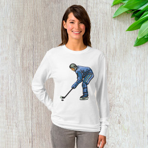 Camiseta Jogador de Hóquei no Gelo com Uniforme Azul