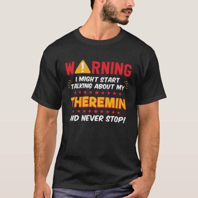 Camiseta Jogador de Instrumento Musical Theremin Piada Gráf (Frente)