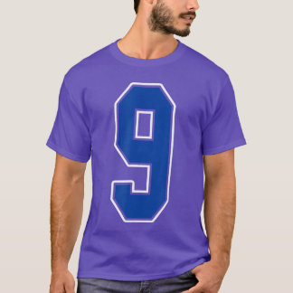 Camiseta Jogador de Jersey Número 9 Azul Royal e Branco Uni