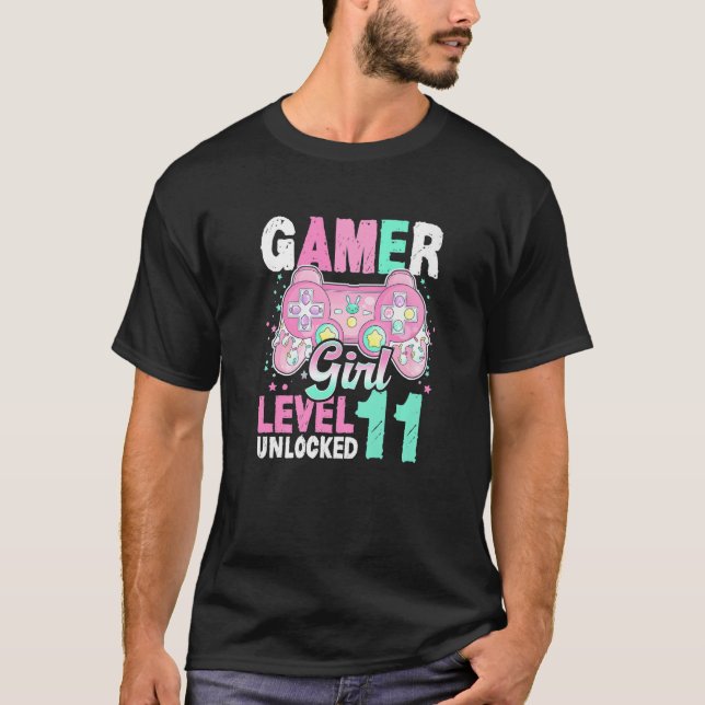 Camiseta Jogador de Jogos de Nível 11 de Aniversário do 11 (Frente)