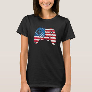 Camiseta Jogador de jogos de vídeo American Flag Gamer Boy