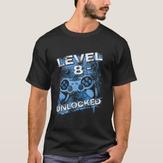 Camiseta Jogador de jogos desbloqueado do nível 8