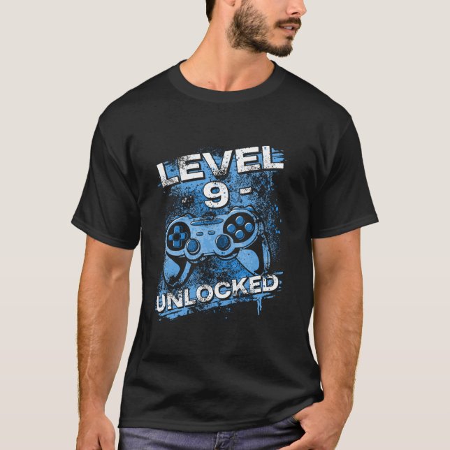 Camiseta Jogador de jogos desbloqueado do nível 9 (Frente)