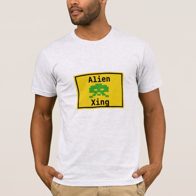 Camiseta Jogador de Jogos do Nerd Espacial Xing para Aliení (Frente)