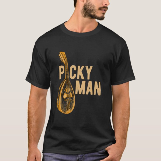 Camiseta Jogador de Mens Mandolin Picky Man Bluegrass Guita (Frente)
