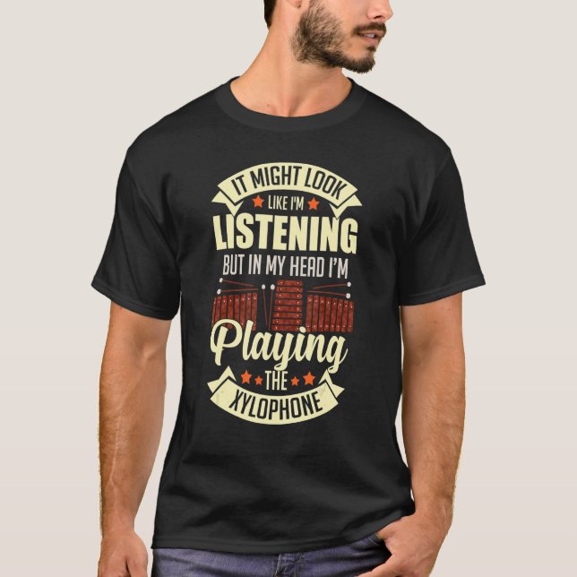 Camiseta Jogador de Notas do Instrumento de Música Xylophon (Frente)