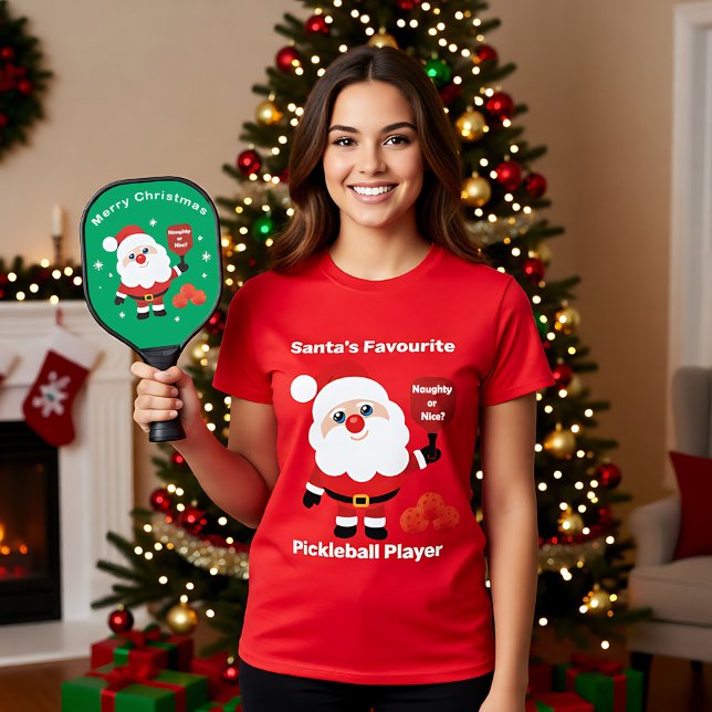 Camiseta 🎅 Jogador de Pickleball Favorito (🎅Santa's Favourite Pickleball player T-Shirt)