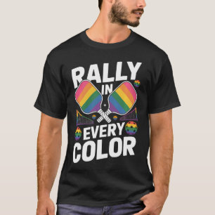 Camiseta Jogador de Pickleball Lésbica Gay Rema Bandeira Ar