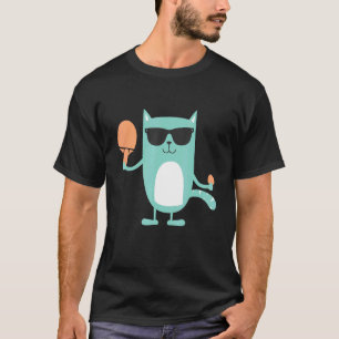 Camiseta Jogador de Ping Pong de Gato - Torneio de Esportes