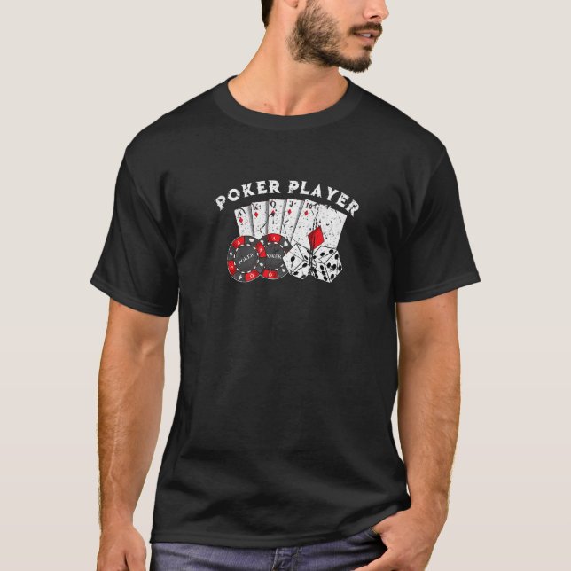 Camiseta Jogador De Poker Gamble Cartões De Casino Bet Texa (Frente)
