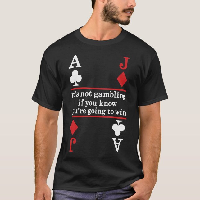 Camiseta Jogador de Pôquer Blackjack Cassino Sorte Apostas  (Frente)