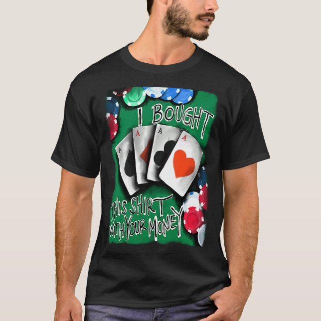 Camiseta Jogador de pôquer Jogo Casino Construído com Seu H (Frente)