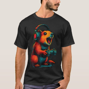 Camiseta Jogador de Rock Hyrax Awawa Video Games Engraçado
