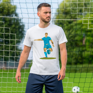 Camiseta Jogador de Rugby Chutando Bola Esportes Atléticos