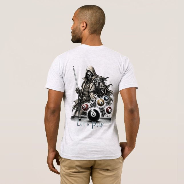 Camiseta Jogador de Sinuca Pirata Espacial (Parte Traseira Completa)