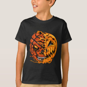 Camiseta Jogador de Sketll Abóbora de Halloween Meninos Ama