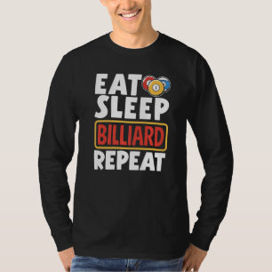 Camiseta Jogador de Snooker Piscina Comer Dormir Bilhar Rep