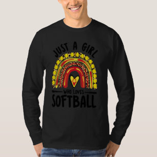 Camiseta Jogador De Softball Arco-Íris Apenas Uma Rapariga