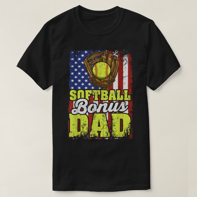 Camiseta Jogador de softball de pai de beisebol de pai bônu (Frente do Design)