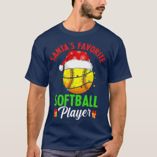 Camiseta Jogador de Softball favorito do Santas, Natal Paja
