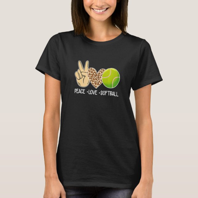 Camiseta Jogador de Softball Leopard Leopard do Peace Love (Frente)