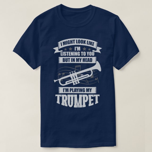 Camiseta Jogador de Trompete Engraçado Presente no Trompete (Frente do Design)