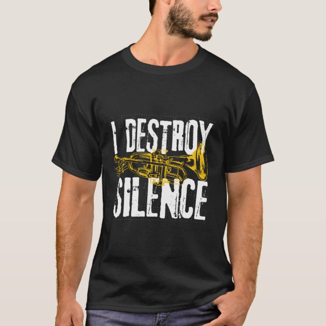 Camiseta Jogador de Trompete Marchando Banda Silenciar Dest (Frente)