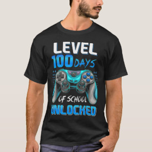 Camiseta Jogador De Vídeo 100º Dia De Nível Escolar 100 Dia