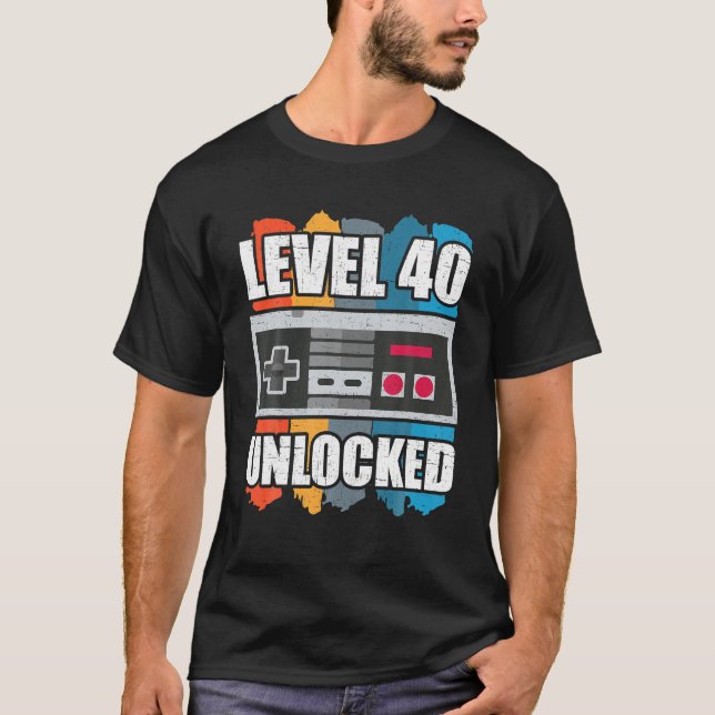 Camiseta Jogador de vídeo aniversário de 40 anos desbloquea (Frente)