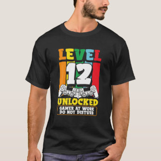 Camiseta Jogador De Vídeo Desbloqueado Do Nível 12 De Anive