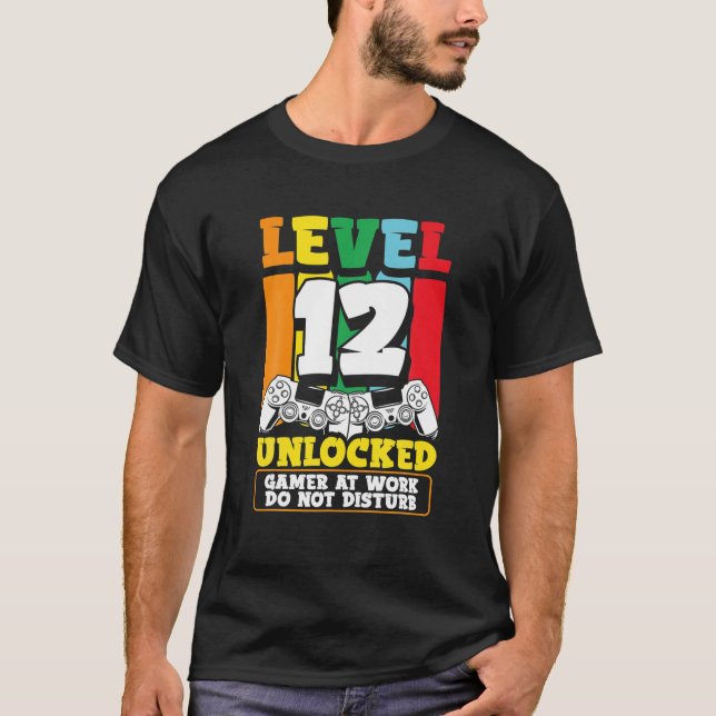 Camiseta Jogador De Vídeo Desbloqueado Do Nível 12 De Anive (Frente)