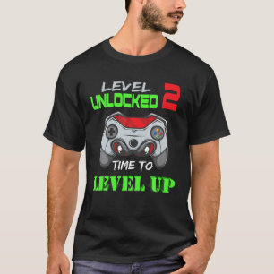 Camiseta Jogador de vídeo desbloqueado do nível 2 com 2 a