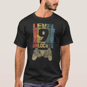 Camiseta Jogador de vídeo desbloqueado nível 9 - 9.º aniver