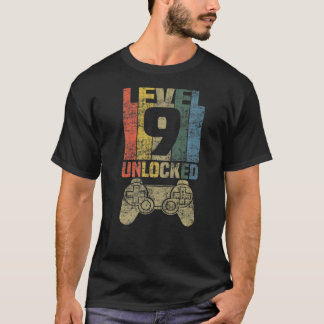 Camiseta Jogador de vídeo desbloqueado nível 9 - 9.º aniver