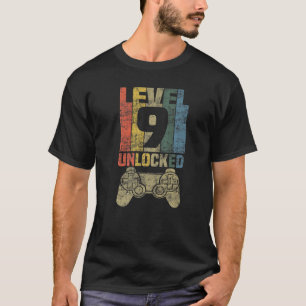 Camiseta Jogador de vídeo desbloqueado nível 9 - 9.º aniver