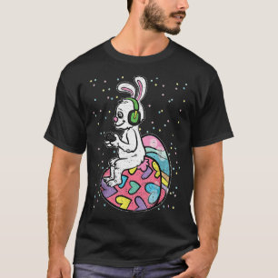 Camiseta Jogador De Vídeo Do Gamer Easter Bunny Rabbit Com