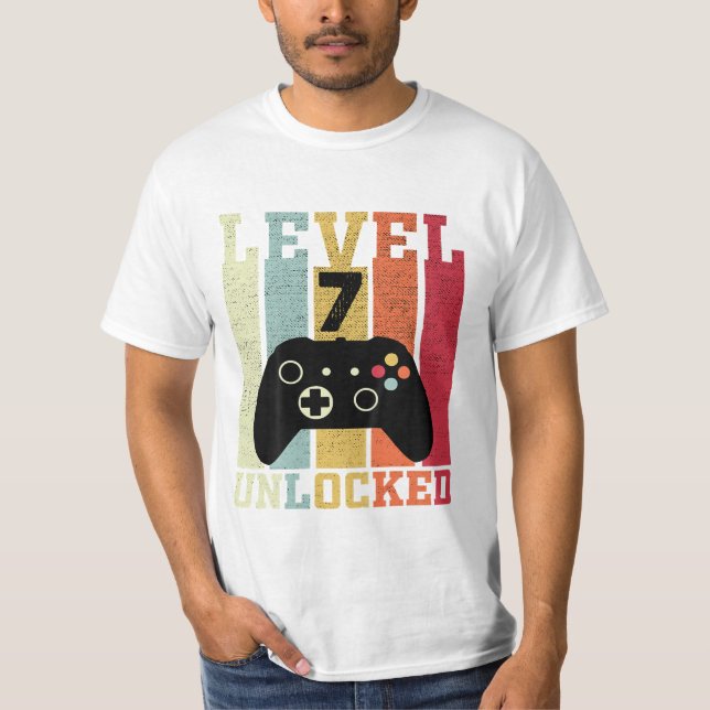 Camiseta Jogador de vídeo engraçado nível 7 (Frente)