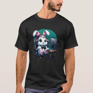 Camiseta Jogador de Video Game Coelho da Páscoa Gamer Menin