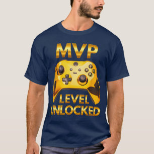 Camiseta Jogador de Video Game Nível MVP Desbloqueado Ouro 