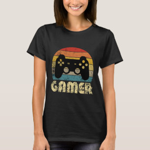 Camiseta Jogador de Video Game Retro Gamer Meninos Adolesce