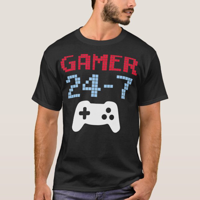 Camiseta Jogador de Vídeo Gift GAMER 247 Love Gaming Boy K (Frente)
