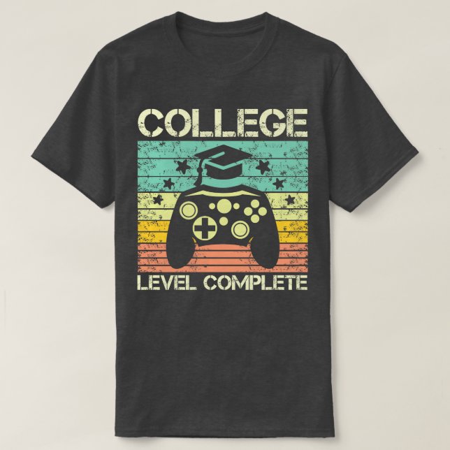 Camiseta Jogador de videogame completo no nível da faculdad (Frente do Design)